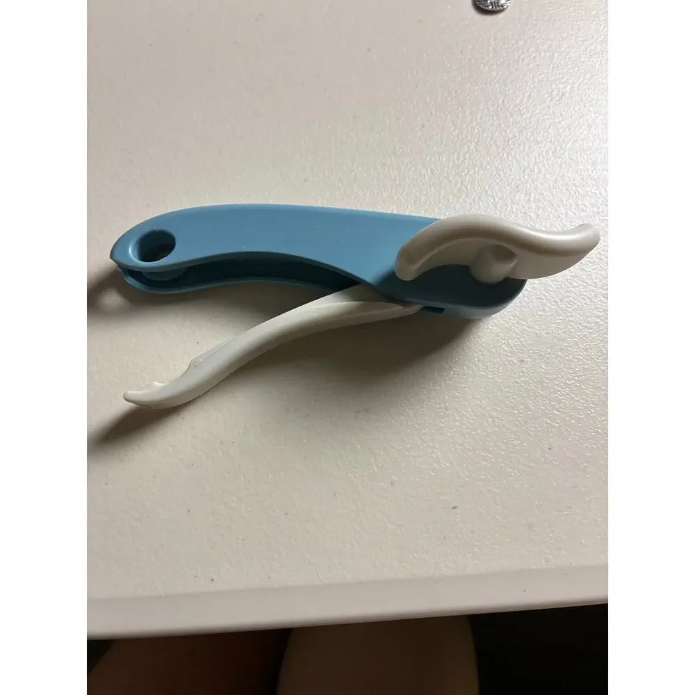 Vintage Blue White Manual Can Opener Handheld Retro Kitchen Gadget MCM